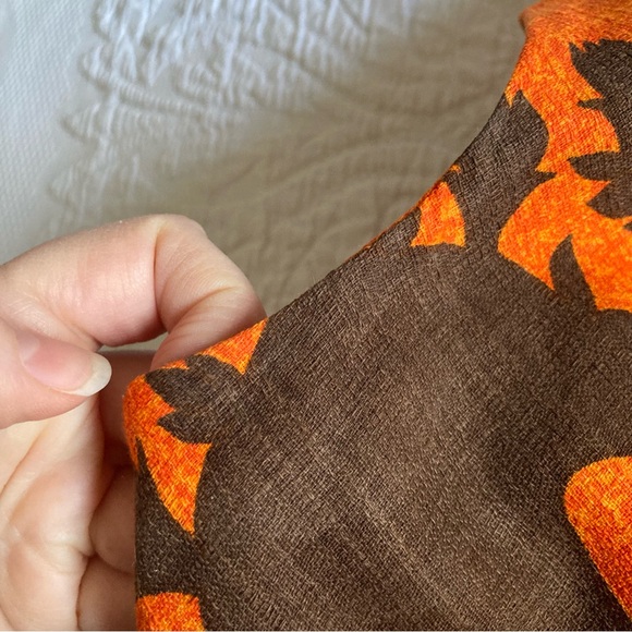 Vintage 70s Hawaiian dress BG’s fashions maxi bold orange floral print Small - Picture 5 of 16